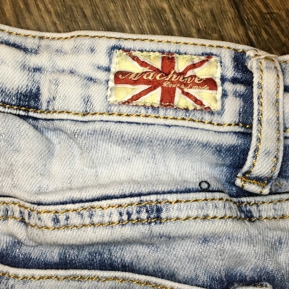 Machine Acid Wash Wash Mid Rise Frayed Denim Shorts Size Medium - Picture 5 of 8